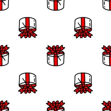 Seamless pattern with gift boxes with a bow. Vector illustration Stock Illustration