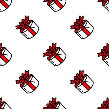 Seamless pattern with gift boxes with a bow. Vector illustration Stockillustratie