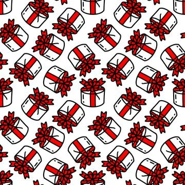 Seamless pattern with gift boxes with a bow. Vector illustration Stock Illustration