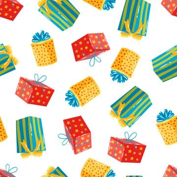 Seamless pattern with gift boxes. Colorful presents for celebration or Illustrazione stock