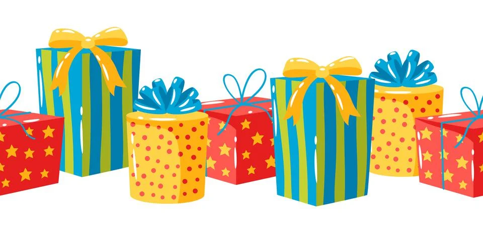 Seamless pattern with gift boxes. Colorful presents for celebration or Illustrazione stock