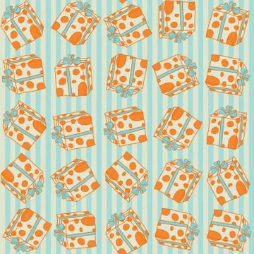 Seamless pattern with gift boxes in the dots Stock Illustration