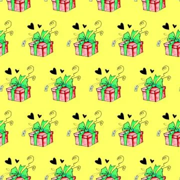 Seamless pattern with gift boxes. Festive backgrounds and textures. For greet Illustrazione stock