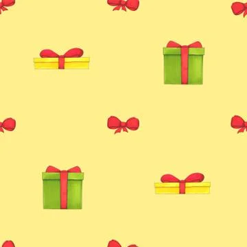 Seamless pattern with gift boxes. Festive background Stock Illustration