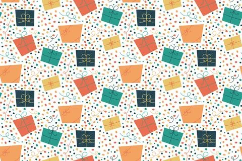 Seamless pattern with gift boxes. Festive design for Christmas, New Year or.. Stockillustratie