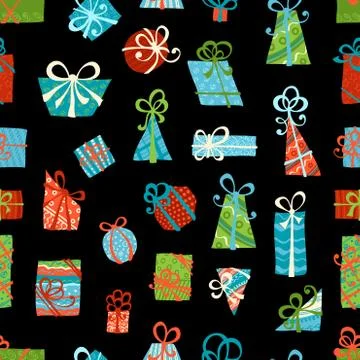 Seamless pattern of gift boxes. Stock Illustration