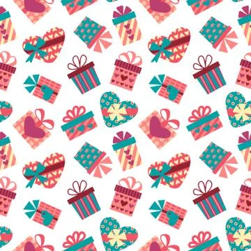 Seamless Pattern with Gift Boxes Stock Illustration
