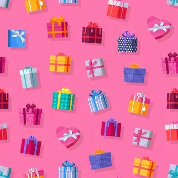 Seamless Pattern Gift Boxes 스톡 일러스트