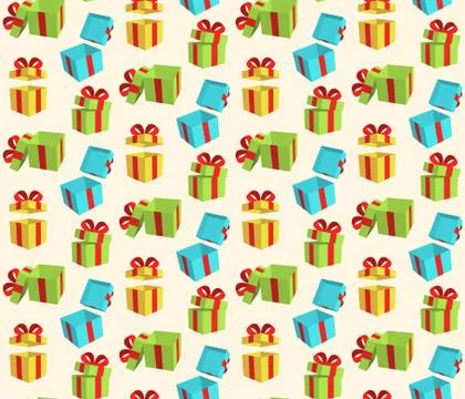 Seamless Pattern with Gift Boxes Isolated on Beige Stock Illustration