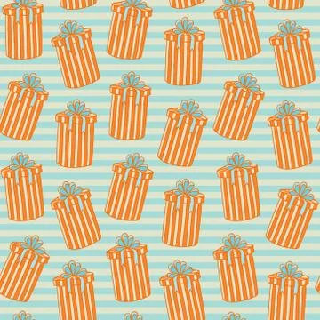 Seamless pattern with gift boxes in the lines Stock Illustration