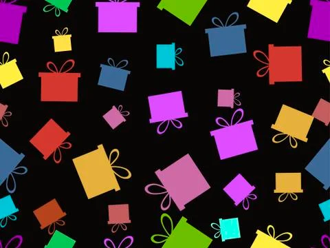 Seamless pattern with gift boxes. Multicolor gifts. Vector illustration. Stockillustratie