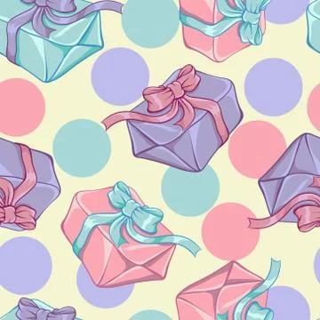 Seamless pattern with gift boxes. Vector texture Stock Illustration