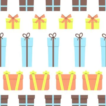 Seamless pattern with gift boxes on white background Illustrazione stock
