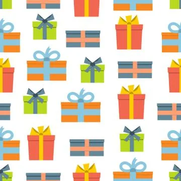 Seamless pattern with gift boxes on white background Illustrazione stock