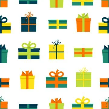 Seamless pattern with gift boxes on white background Stockillustratie