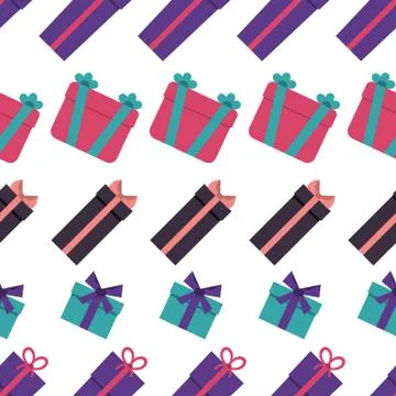 Seamless pattern with gift boxes on white background Illustrazione stock