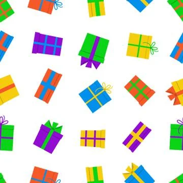 Seamless pattern with gift boxes on white background Illustrazione stock