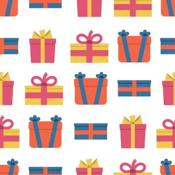 Seamless pattern with gift boxes on white background Stock Illustration