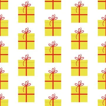 Seamless pattern with gift boxes on white background Illustrazione stock