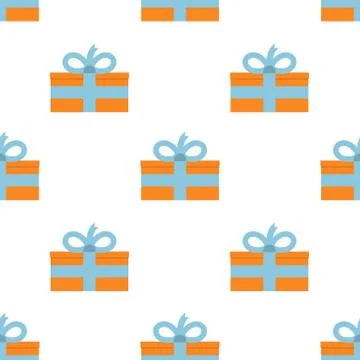 Seamless pattern with gift boxes on white background 스톡 일러스트