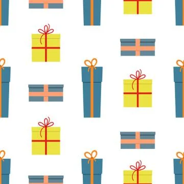 Seamless pattern with gift boxes on white background Illustrazione stock