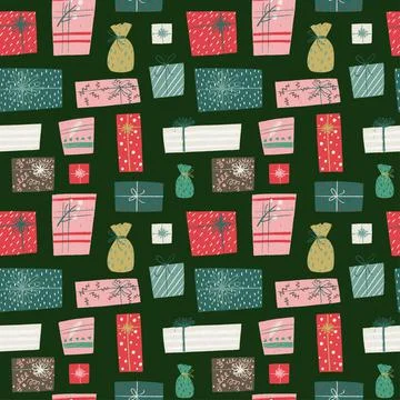Seamless pattern with gift boxex and presents Illustrazione stock