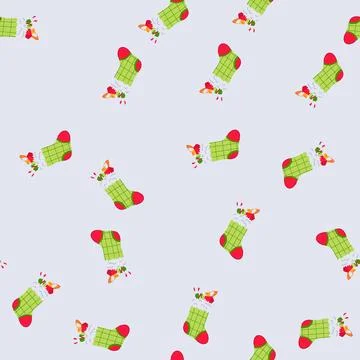 Seamless pattern gift christmas sock cartoon vector 库存插图