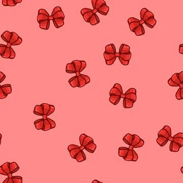 Seamless pattern gift red bow cartoon vector Illustrazione stock