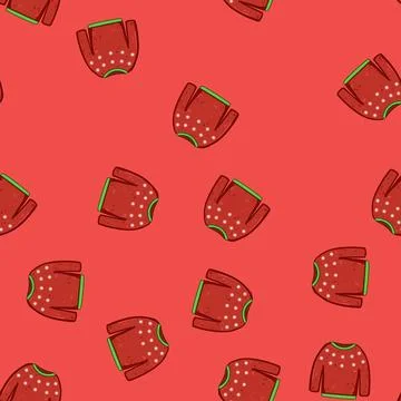 Seamless pattern gift winter sweater cozy cartoon vector Stock Illustration