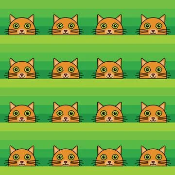 Seamless pattern with ginger cat heads Stock Illustration