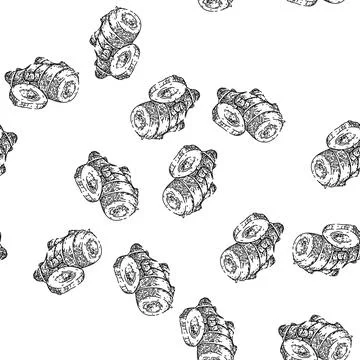 Seamless pattern ginger cut root sketch hand drawn Stock Illustration