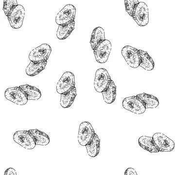 Seamless pattern ginger slice raw sketch hand drawn Stock Illustration