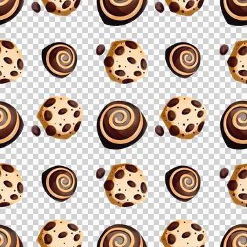 Seamless pattern with gingerbread and chocolate chip cookies. Hand-drawn cookies Stock Illustration