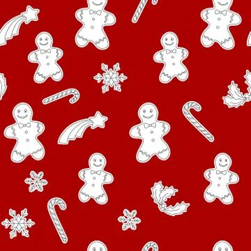 Seamless pattern Gingerbread and Christmas symbols Illustrazione stock