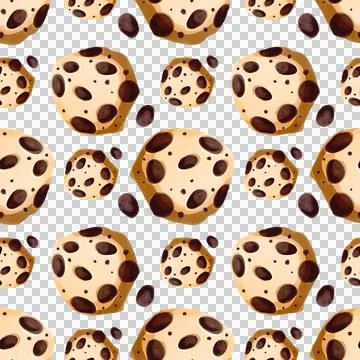 Seamless pattern Gingerbread with chocolate. Delicious hand-drawn cookies. Stock Illustration