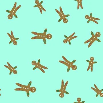Seamless Pattern with Gingerbread Man for Christmas. Vector illustration. Illustrazione stock