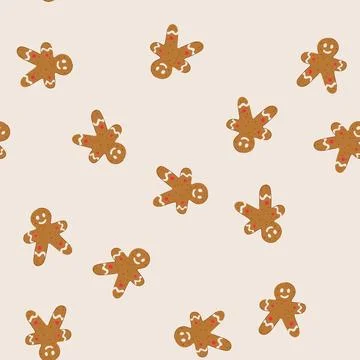 Seamless pattern gingerbread man cookie baking for holiday celebration Stock Illustration