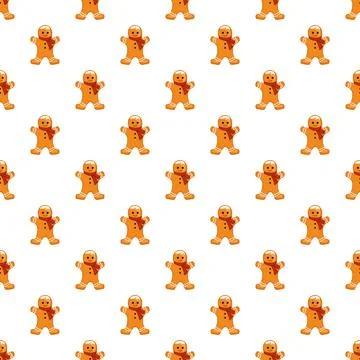 Seamless pattern from gingerbread man cookies Illustrazione stock