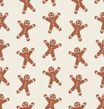 Seamless Pattern with Gingerbread Man Stock Illustration