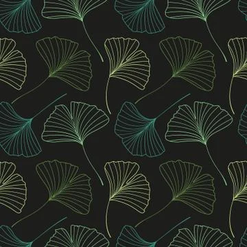 Seamless pattern with Ginkgo biloba leaves Illustrazione stock