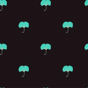 Seamless pattern with ginkgo flowers. Retro texture in Asian style. Vector Stock Illustration