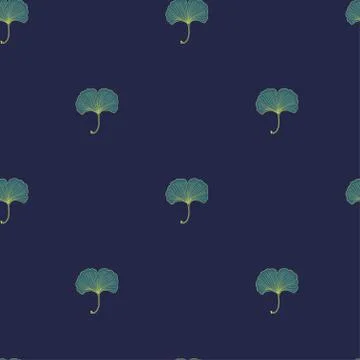 Seamless pattern with ginkgo flowers. Retro texture in Asian style. Vector Stock Illustration