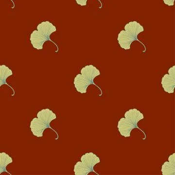 Seamless pattern with ginkgo flowers. Retro texture in Asian style. Vector Stock Illustration
