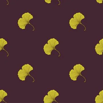 Seamless pattern with ginkgo flowers. Retro texture in Asian style. Vector Stock Illustration