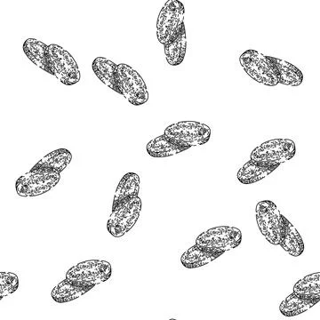 Seamless pattern ginseng root slice sketch hand drawn Stock Illustration