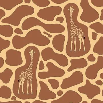 Seamless pattern with a giraffe and texture of the stains on the skin. Stock Illustration