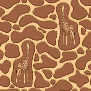 Seamless pattern with a giraffe and texture of the stains on the skin. Stock Illustration