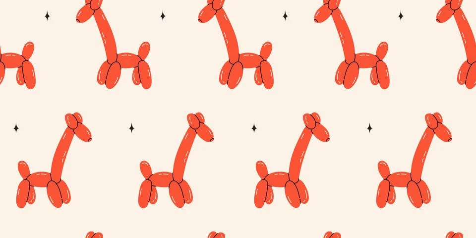 Seamless pattern with giraffe balloons Stock Illustration