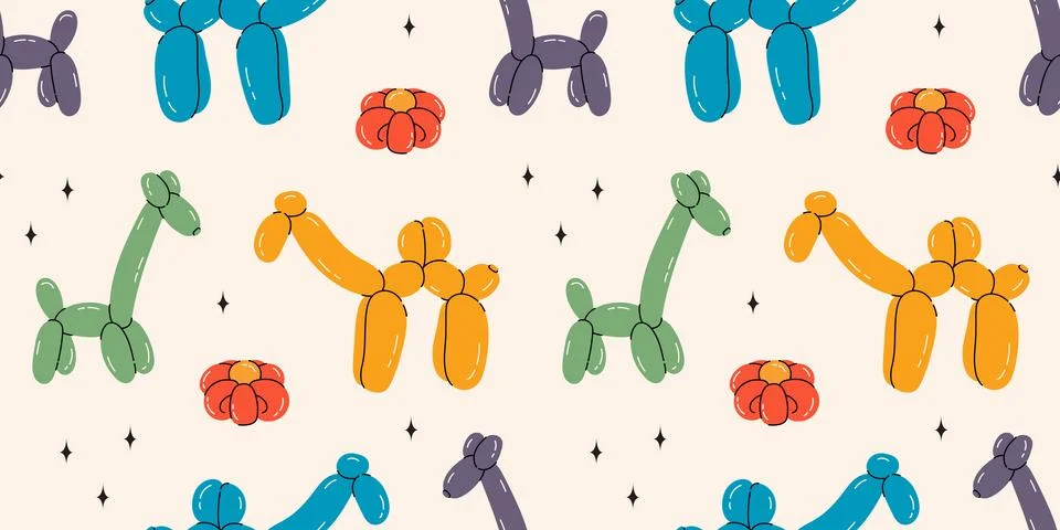 Seamless pattern with giraffe balloons Illustrazione stock