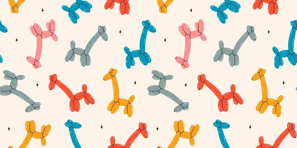 Seamless pattern with giraffe balloons Stock Illustration
